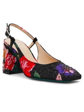 Betsey Johnson Elias Floral Rhinestone Slingback Pumps